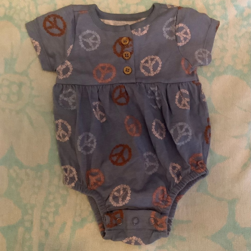 Garanimals Blue and Brown Peace Sign Bodysuit